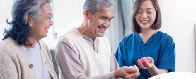 A caregiver provides home care services to manage arthritis.